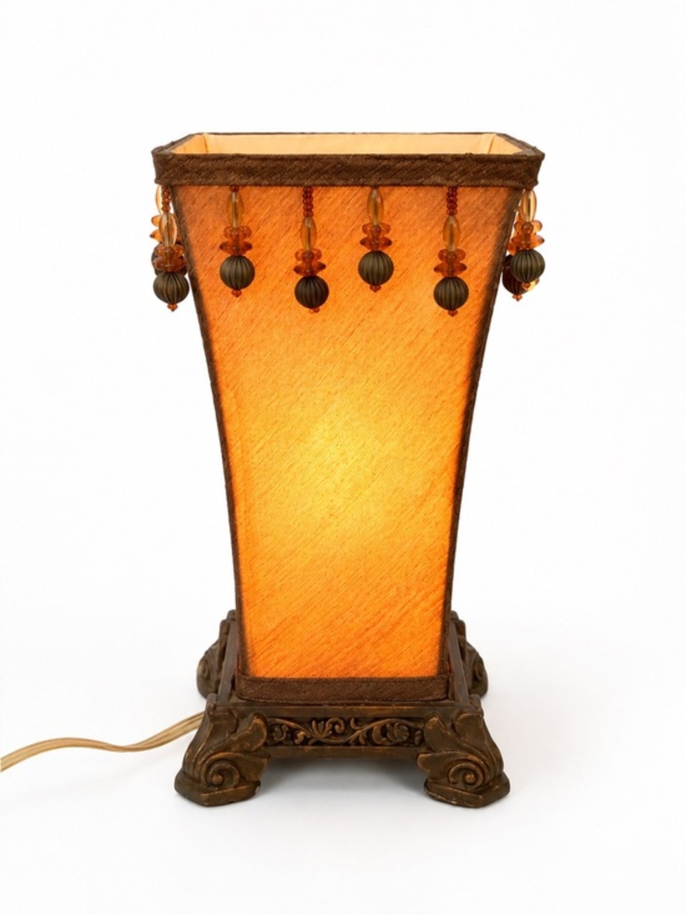 Vintage Beaded Tapestry Accent Table Lamp | Tuscan Mediterranean Style 💕